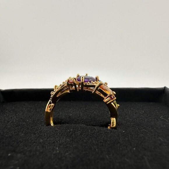 Colorful Gemstone Bouquet Ring in Sterling Silver with 14kt Gold Overlay - Picture 14 of 16